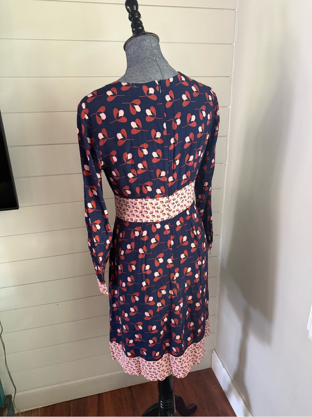 Boden Daisy Conker Midi Dress Floral Print Clover Geo Long Sleeve A-Line - Picture 9 of 12